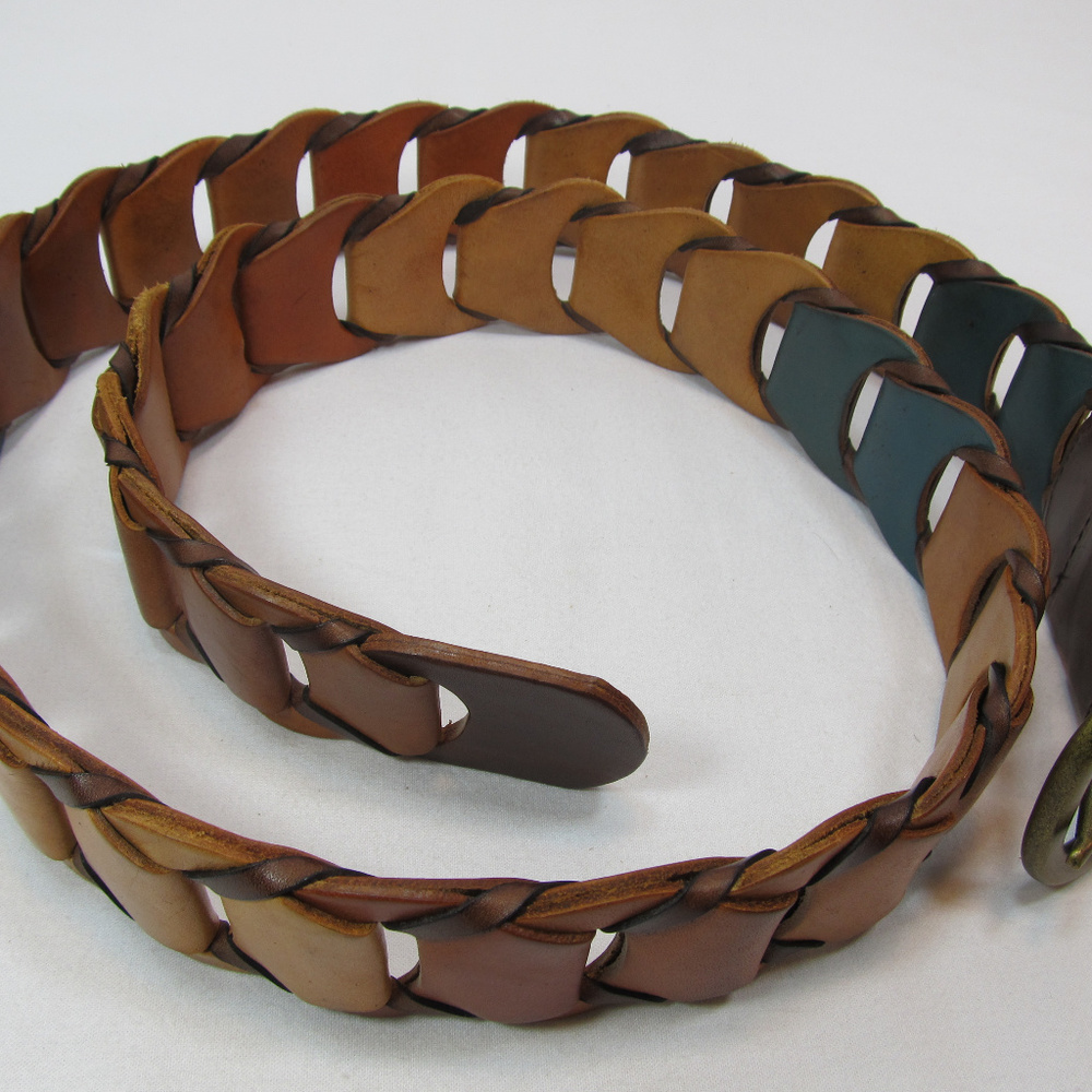 Multi Color Leather Patchwork Belt Adjustable - image 3